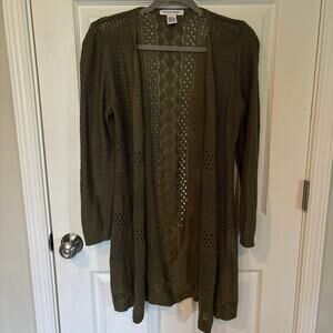 99 Jane Street Open Front Cardigan Olive Green Small